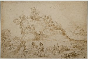 Landschap en figuren door Annibale Carracci